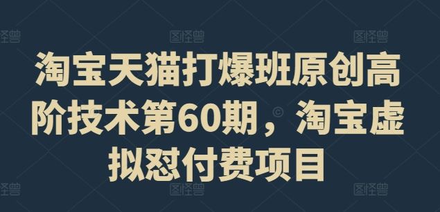 淘宝天猫打爆班原创高阶技术第60期，淘宝虚拟怼付费项目-同心网创