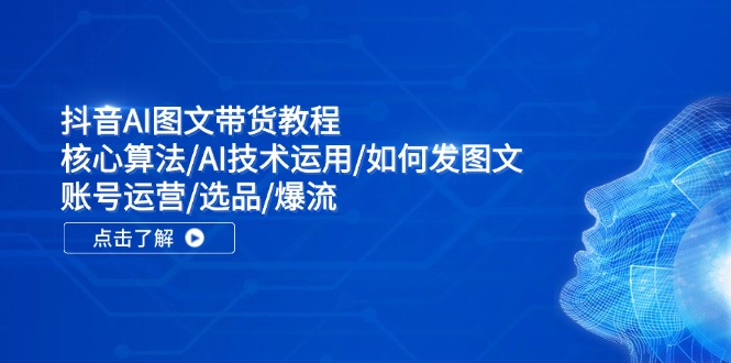 抖音AI图文带货教程：核心算法/AI技术运用/如何发图文/账号运营/选品/爆流-404网创