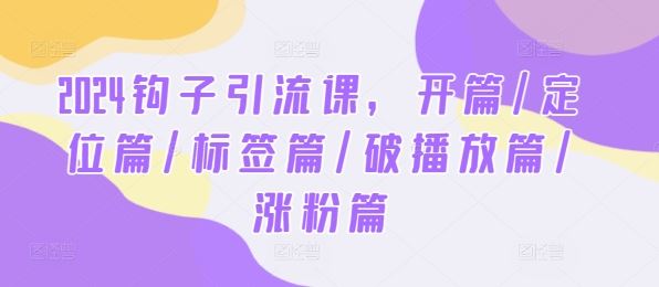 2024钩子引流课，开篇/定位篇/标签篇/破播放篇/涨粉篇-404网创