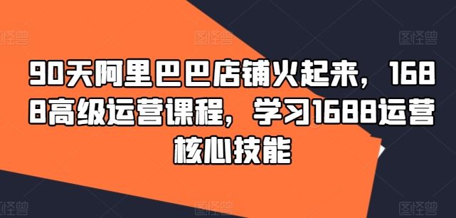 90天阿里巴巴店铺火起来，1688高级运营课程，学习1688运营核心技能-404网创