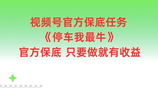 视频号官方保底任务，停车我最牛，官方保底只要做就有收益【揭秘】-404网创