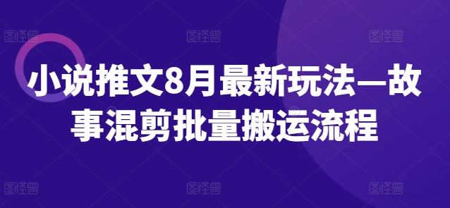 小说推文8月最新玩法—故事混剪批量搬运流程-同心网创