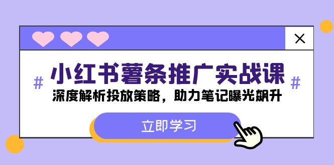 小红书-薯条推广实战课：深度解析投放策略，助力笔记曝光飙升-同心网创