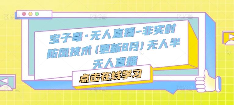 宝子哥·无人直播-非实时防风技术(更新8月)无人半无人直播-同心网创