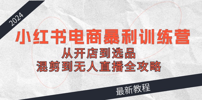 （12361期）2024小红书电商暴利训练营：从开店到选品，混剪到无人直播全攻略-同心网创