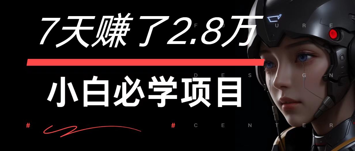 7天赚了2.8万！每单利润最少500+，轻松月入7万+小白有手就行-404网创