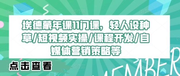 埃德蒙年课11门课，轻人设种草/短视频实操/课程开发/自媒体营销策略等-404网创