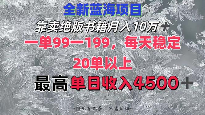 （12512期）靠卖绝版书籍月入10W+,一单99-199，一天平均20单以上，最高收益日入4500+-同心网创