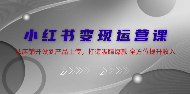 （12520期）小红书变现运营课：从店铺开设到产品上传，打造吸睛爆款 全方位提升收入-同心网创