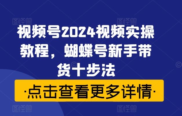 视频号2024视频实操教程，蝴蝶号新手带货十步法-同心网创