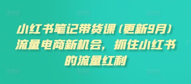 小红书笔记带货课(更新9月)流量电商新机会，抓住小红书的流量红利-404网创