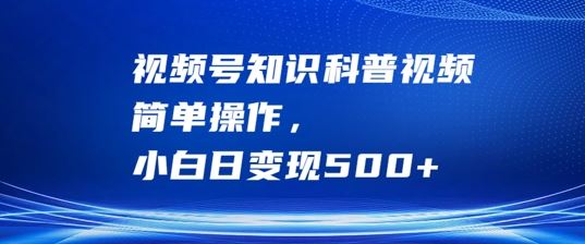 视频号知识科普视频，简单操作，小白日变现500+【揭秘】-404网创