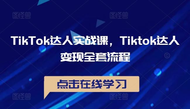 TikTok达人实战课，Tiktok达人变现全套流程-404网创