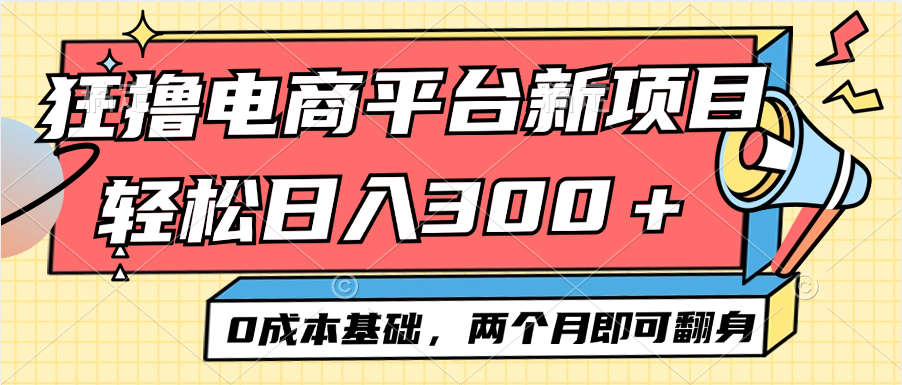 （12685期）电商平台新赛道变现项目小白轻松日入300＋0成本基础两个月即可翻身-同心网创