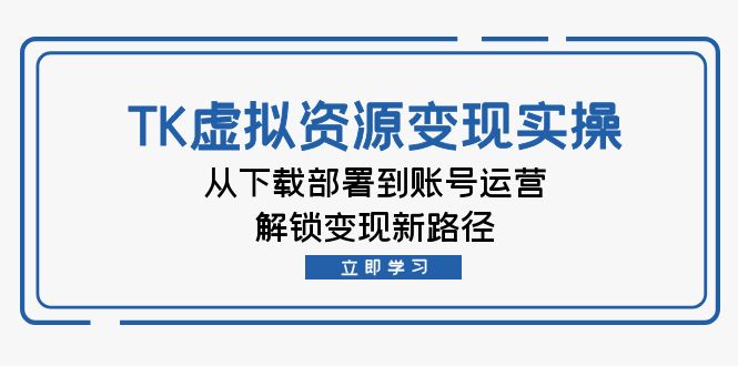 （12770期）TK虚拟资源变现实操：从下载部署到账号运营，解锁变现新路径-同心网创