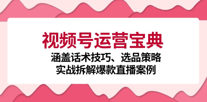 （12808期）视频号运营宝典：涵盖话术技巧、选品策略、实战拆解爆款直播案例-同心网创