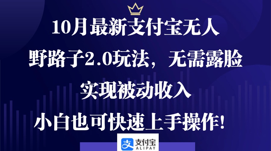 （12824期）10月最新支付宝无人野路子2.0玩法，无需露脸，实现被动收入，小白也可…-同心网创