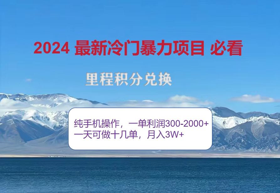 （12856期）2024惊爆冷门暴利！出行高峰来袭，里程积分，高爆发期，一单300+—2000…-同心网创