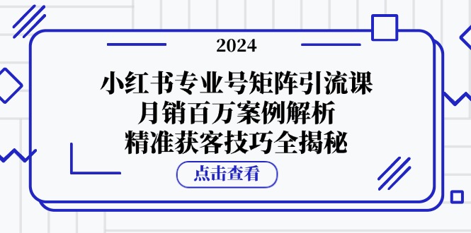 （12943期）小红书专业号矩阵引流课，月销百万案例解析，精准获客技巧全揭秘-同心网创