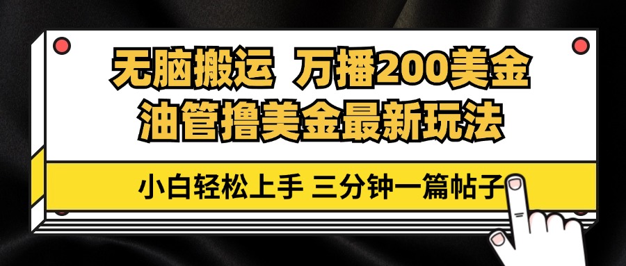 （13050期）油管无脑搬运撸美金玩法教学，万播200刀，三分钟一篇帖子，小白轻松上手-404网创