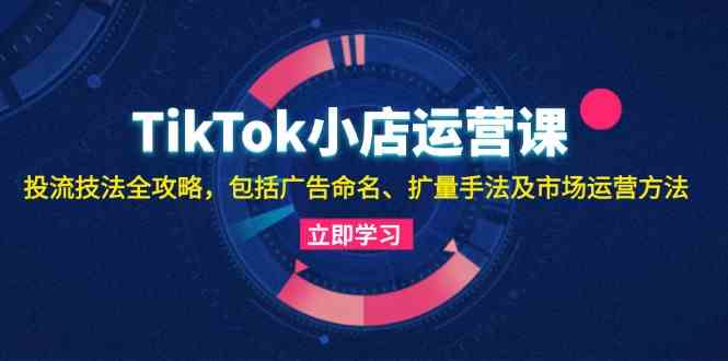 TikTok小店运营课：投流技法全攻略，包括广告命名 扩量手法及市场运营方法-同心网创