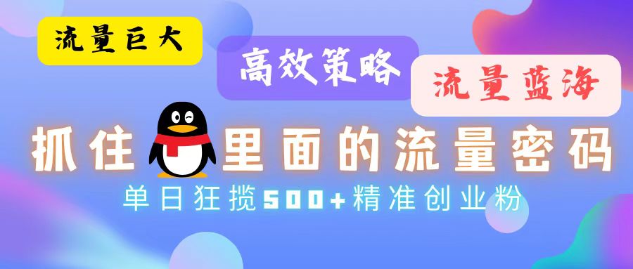 （13068期）流量蓝海，抓住QQ里面的流量密码！高效策略，单日狂揽500+精准创业粉-404网创