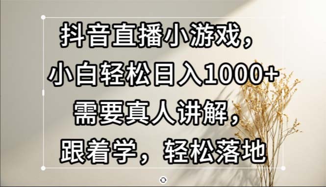 （13075期）抖音直播小游戏，小白轻松日入1000+需要真人讲解，跟着学，轻松落地-404网创