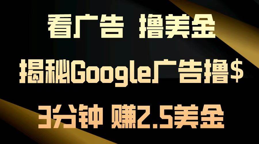 （13114期）看广告，撸美金！3分钟赚2.5美金！日入200美金不是梦！揭秘Google广告…-404网创