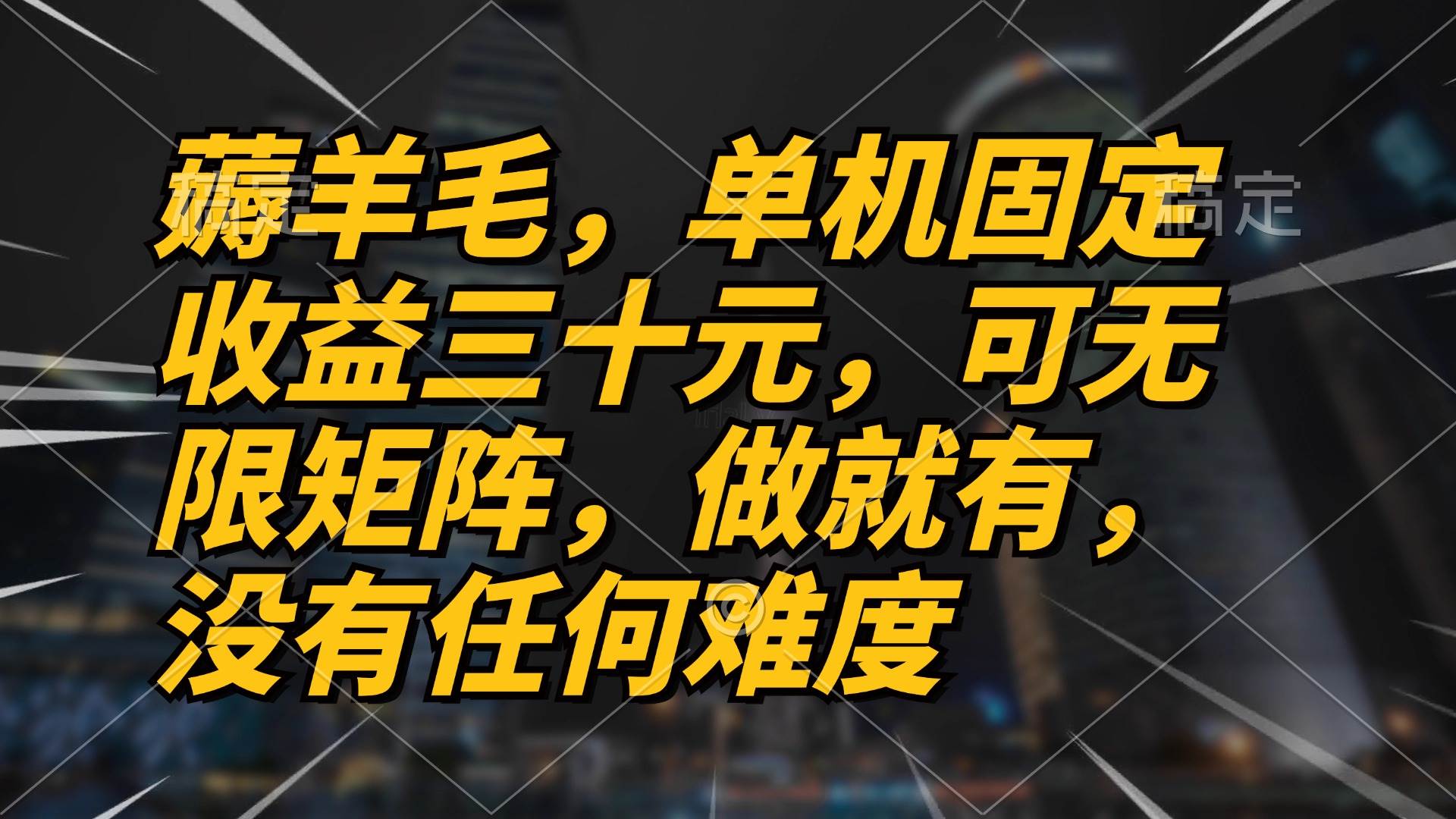 （13162期）薅羊毛项目，单机三十元，做就有，可无限矩阵 无任何难度-同心网创