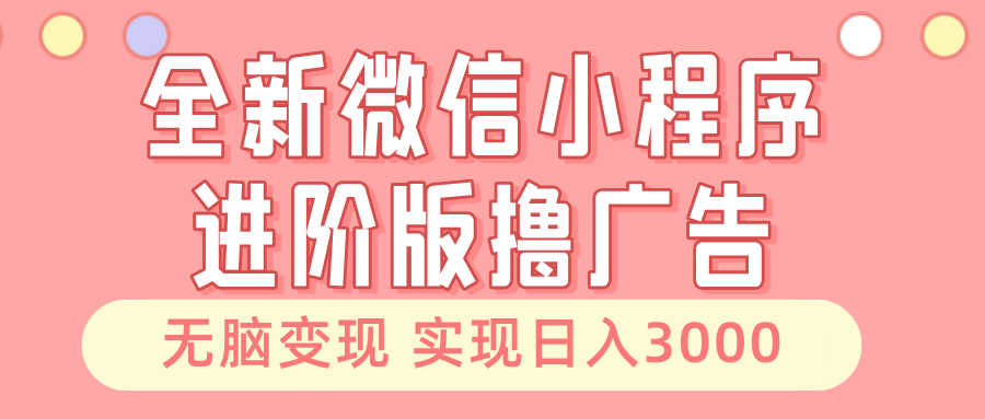 （13197期）全新微信小程序进阶版撸广告 无脑变现睡后也有收入 日入3000＋-404网创