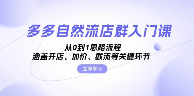 （13279期）多多自然流店群入门课，从0到1思路流程，涵盖开店、加价、截流等关键环节-同心网创