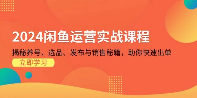 （13290期）2024闲鱼运营实战课程：揭秘养号、选品、发布与销售秘籍，助你快速出单-404网创