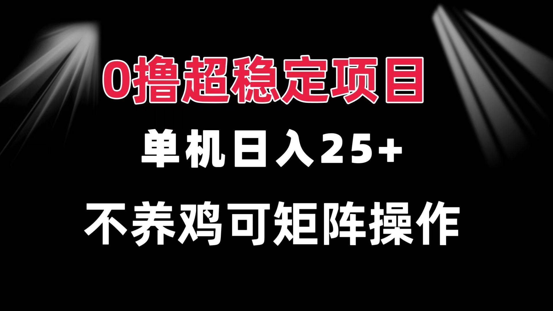 （13355期）0撸项目 单机日入25+ 可批量操作 无需养鸡 长期稳定 做了就有-同心网创