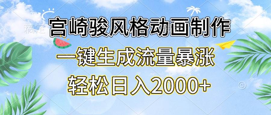 （13386期）宫崎骏风格动画制作，一键生成流量暴涨，轻松日入2000+-同心网创