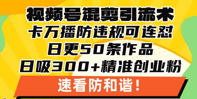 （13400期）视频号混剪引流技术，500万播放引流17000创业粉，操作简单当天学会-同心网创