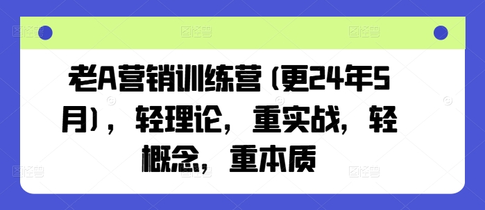 老A营销训练营(更24年11月)，轻理论，重实战，轻概念，重本质-404网创