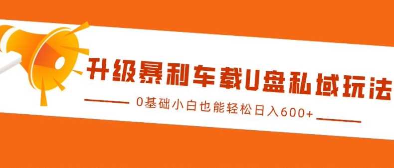 升级暴利车载U盘私域玩法，0基础小白也能轻松日入多张【揭秘】-同心网创