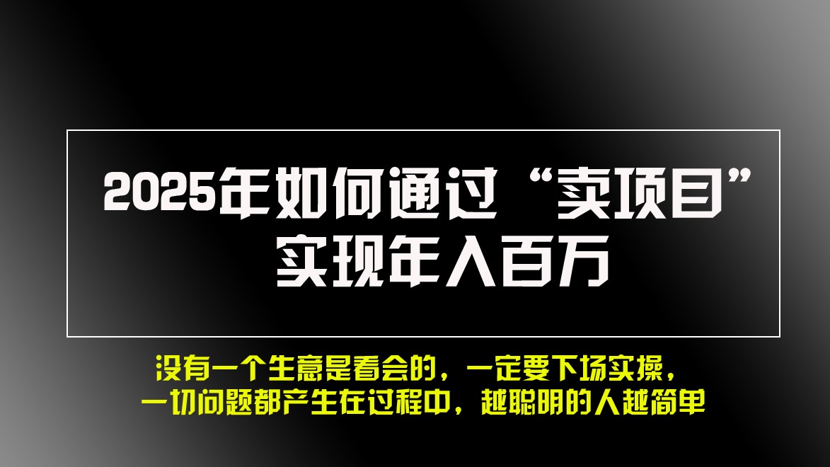 2025年如何通过“卖项目”实现年入百万-404网创