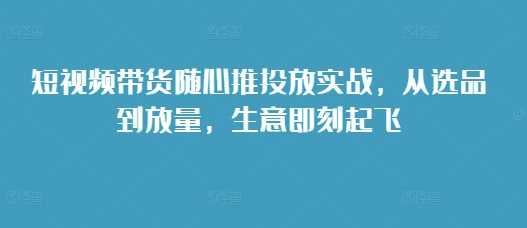 短视频带货随心推投放实战，从选品到放量，生意即刻起飞-404网创