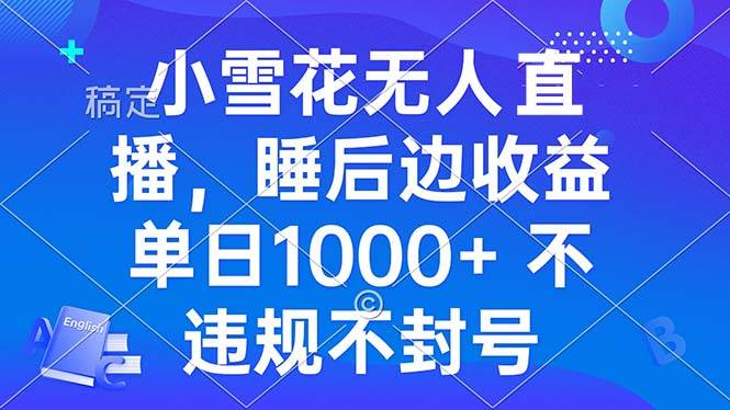 （13491期）小雪花无人直播 睡后收益单日1000+ 零粉丝新号开播 不违规 看完就会-同心网创