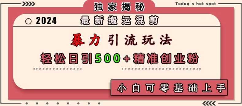 最新搬运混剪暴力引流玩法，轻松日引500+精准创业粉，小白可零基础上手-404网创