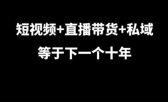 短视频+直播带货+私域等于下一个十年，大佬7年实战经验总结-404网创