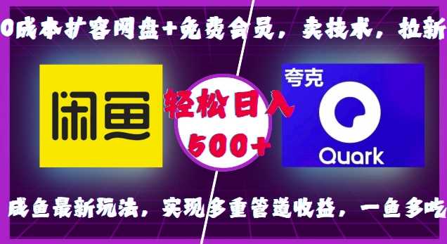 0成本扩容网盘+免费会员，卖技术，拉新，咸鱼最新玩法，实现多重管道收益，一鱼多吃，轻松日入500+-同心网创