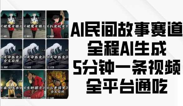 AI民间故事赛道，全程AI生成5分钟一条视频，全平台通吃-404网创