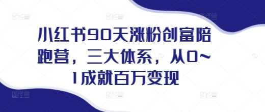 小红书90天涨粉创富陪跑营，​三大体系，从0~1成就百万变现，做小红书的最后一站-同心网创