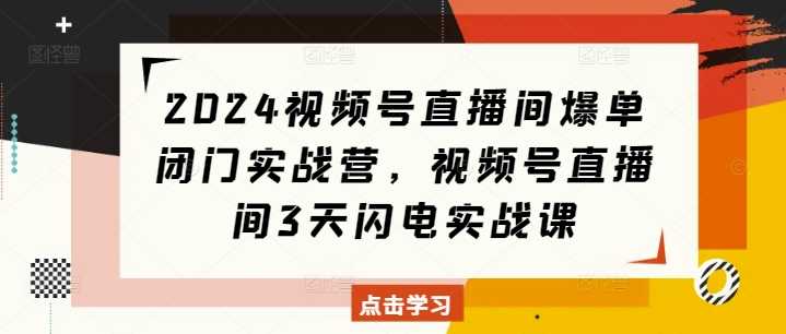 2024视频号直播间爆单闭门实战营，视频号直播间3天闪电实战课-404网创