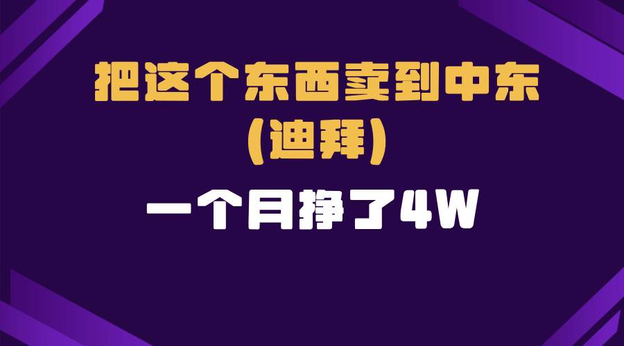 （13740期）跨境电商一个人在家把货卖到迪拜，暴力项目拆解-同心网创