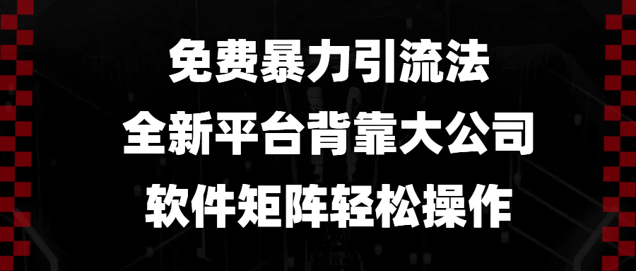 （13745期）免费暴力引流法，全新平台，背靠大公司，软件矩阵轻松操作-404网创