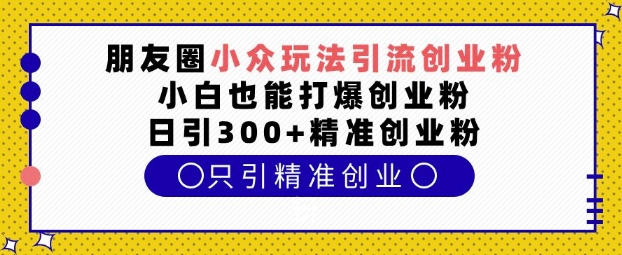 朋友圈小众玩法引流创业粉，小白也能打爆创业粉，日引300+精准创业粉【揭秘】-404网创