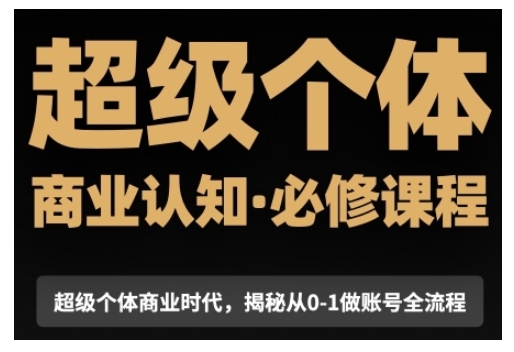 超级个体商业认知觉醒视频课，商业认知·必修课程揭秘从0-1账号全流程-同心网创